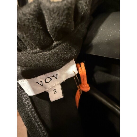 VOY Shift Dress Womens Size S Black Suede-Feel Ruffle Flutter Sleeves - Picture 4 of 5